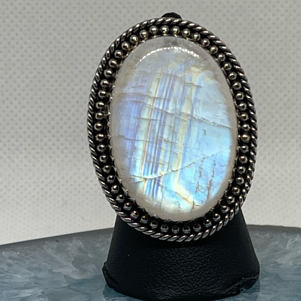 🛑SOLD🛑New Sterling Silver stamped 925 Rainbow Moonstone ring.